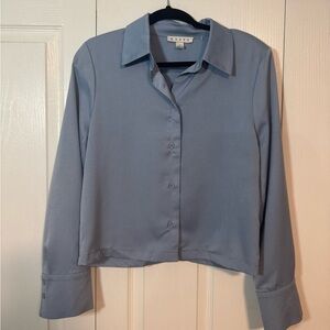 HYFVE satin blue button up blouse size large